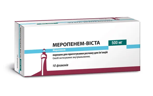 Меропенем-Віста порошок д/приг. р-ну д/ін. по 500 мг №10 у флак.