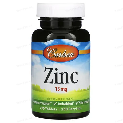 Цинк 15 мг Carlson Labs Zinc, 250 таблеток