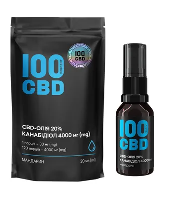 Канабідіол 100%CBD Олія 20%, спрей оральний по 20 мл флаконі, 120 доз