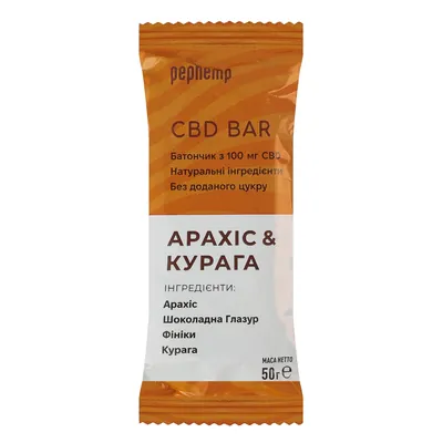 Батончик Pephemp CBD BAR Арахіс та Курага, 50 г