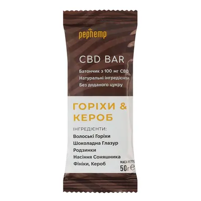 Батончик Pephemp CBD BAR Горіхи та Кероб, 50 г