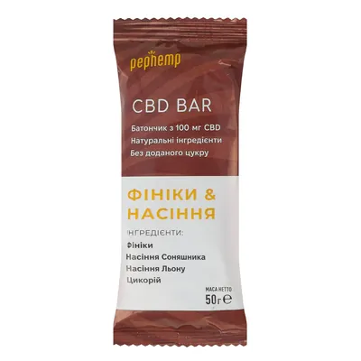 Батончик Pephemp CBD BAR Фініки та Насіння, 50 г