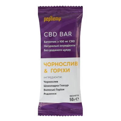 Батончик Pephemp CBD BAR Чорнослив та Горіхи, 50 г