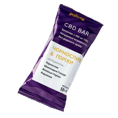 Батончик Pephemp CBD BAR Чорнослив та Горіхи, 50 г
