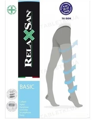 Колготки компресійні Relaxsan Basic 780 компресія 12-17 мм рт.ст., 70 den, колір чорний, розмір 4
