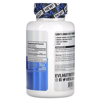 Їжовик гребінчастий EVLution Nutrition Lion's Mane вег. капсули №60