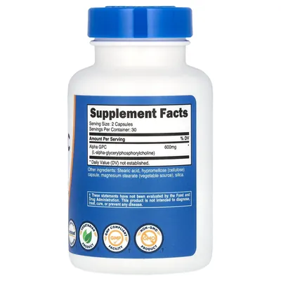 Альфа-ГФХ Nutricost Alpha GPC 600 мг, 60 капсул
