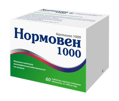 Нормовен 1000 таблетки, в/плів. обол. по 1000 мг №60 (10х6)