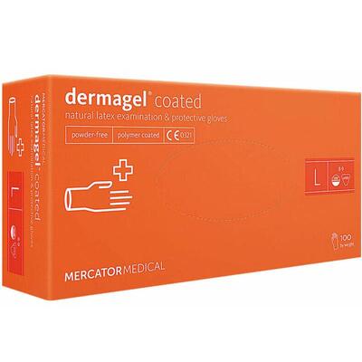 Перчатки смотровые Mercator Medical Dermagel Coated латексные неопудренные, размер L, нестерильные, 100 штук