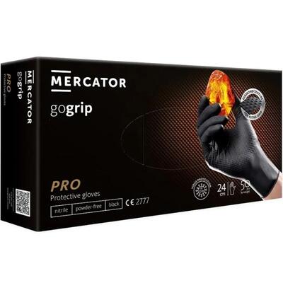 Перчатки хозяйственные Mercator GoGrip PRO нитриловые без пудры нестерильные, черные, размер XXL, 50 штук