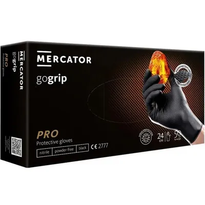 Рукавички господарчі Mercator Pro GoGrip нітрилові без пудри нестерильні, чорні, розмір XXL, 50 штук