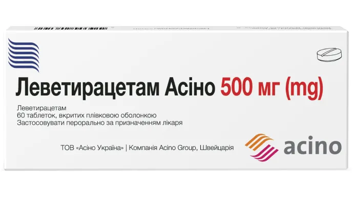 Леветирацетам Асіно таблетки, в/плів. обол. по 500 мг №60 (10х6)