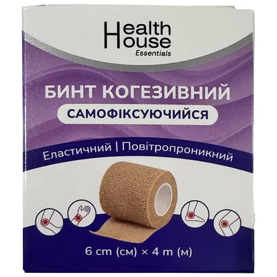 Бинт когезивний Health House Essentials самофіксуючий 6 см х 4 м