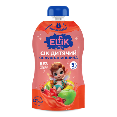 Сок Elfik Magic Яблоко-Шиповник без сахара для детей с 5 месяцев, 175 мл