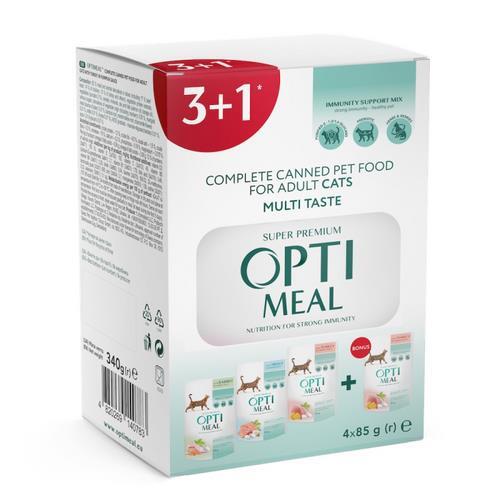 Корм вологий для стерилізованих кішок Optimeal Multi Taste набір 3+1, 340 г