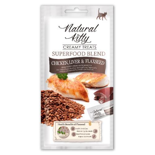Лакомство для кошек Natural Kitty со вкусом курицы, печени и семян льна, 12 г