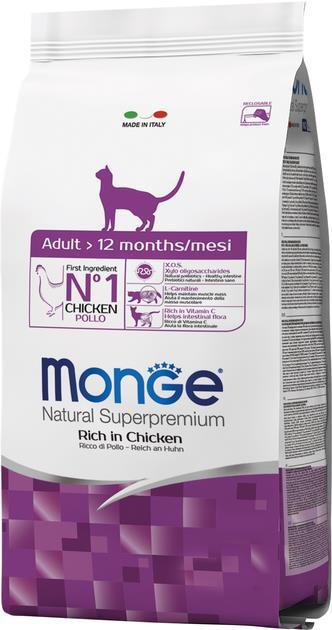 Корм сухой Monge Cat Adult для кошек всех пород со вкусом курицы и риса, 400 г