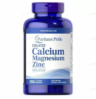 Кальцій Магній Цинк хелат Puritan's Pride Chelated Calcium Magnesium Zinс, 250 каплет