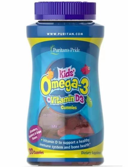 Омега-3 з вітаміном Д3 для дітей Puritan's Pride Children's Omega 3 with D3 Gummies, 120 жувальних цукерок