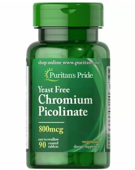 Хром піколінат Puritan's Pride Chromium Picolinate 800 мкг Yeast Free, без дріжджів, 90 таблеток