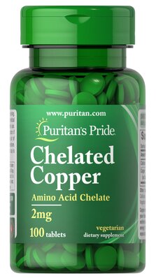 Хелат меди Puritan's Pride Copper Chelated 2 мг, 100 таблеток