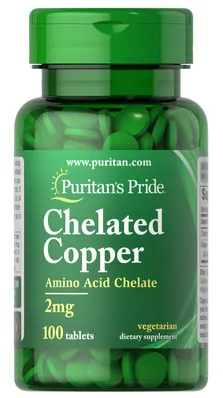 Хелат міді Puritan's Pride Copper Chelated 2 мг, 100 таблеток