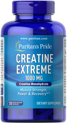 Креатин моногідрат Puritan's Pride Creatine Extreme 1000 мг, 120 гелевих капсул