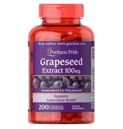 Экстракт виноградных косточек Puritan's Pride Grapeseed Extract 100 мг, 200 капсул