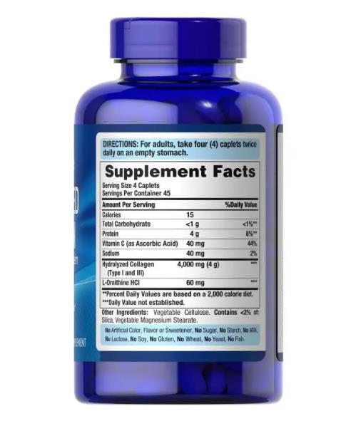 Коллаген гидролизованный Puritan's Pride Hydrolyzed Collagen 1000 мг, 180 каплет