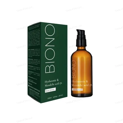 Тонер для обличчя Biono Hyaluronic & Mandelic Acid з гіалуроновою та мигдальною кислотою 5%, 100 мл