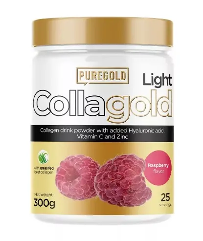 Колаген Pure Gold CollaGold Light Raspberry з гіалуроновою кислотою, вітаміном С та цинком, зі смаком малини, 300 г