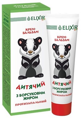 Крем-бальзам Elixir Эликсир Детский с барсучьим жиром противовоспалительный, 75 мл