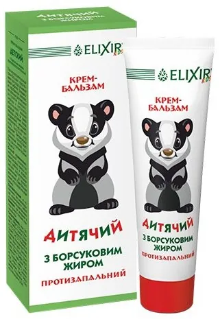 Крем-бальзам Elixir Дитячий з борсуковим жиром протизапальний, 75 мл