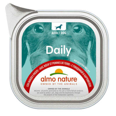 Корм вологий Almo Nature Daily Adult Dog консервований з яловичиною та картоплею для дорослих собак, 100 г