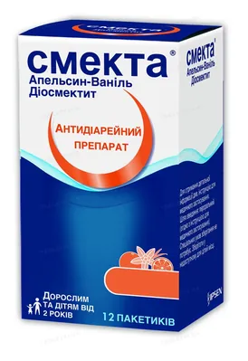 Смекта апельсин-ваніль порошок д/ор. сусп. по 3 г №12 у пак.