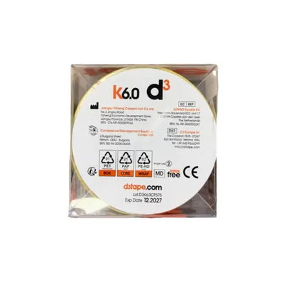 Кінезіо тейп D3 K6.0 6 м х 5 см, жовтий