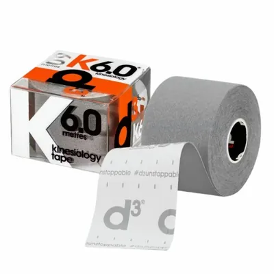 Кінезіо тейп D3 K6.0 6 м х 5 см, сріблястий