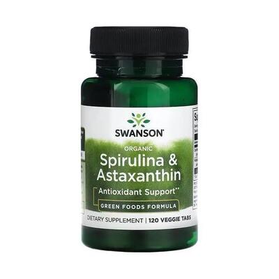 Спіруліна органічна та астаксантин Swanson Organic Spirulina & Astaxanthin, 120 рослинних таблеток