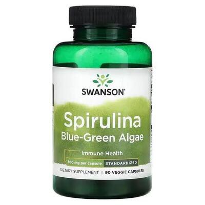 Спіруліна синьо-зелені водорості Swanson Spirulina Blue-Green Alhae, 90 рослинних капсул