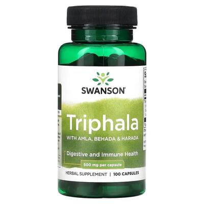 Трифала с амлой, бехадой и харадой Swanson Triphla with Amla, Behada & Harada, 100 капсул