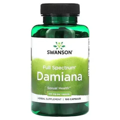Даміана Swanson Full Spectrum Damiana формула з цілісного листя, 100 капсул