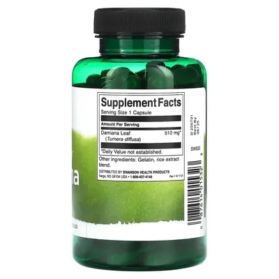 Даміана Swanson Full Spectrum Damiana формула з цілісного листя, 100 капсул