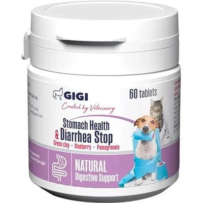 Вітамінно-мінеральний комплекс Gigi Stomach Health & Diarrhea Stop для нормалізації функцій травної системи у собак та кішок, 60 таблеток