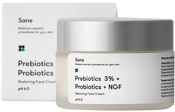 Крем для обличчя Sane Prebiotics 3% + Probiotics + NGF з пробіотиками, 30 мл