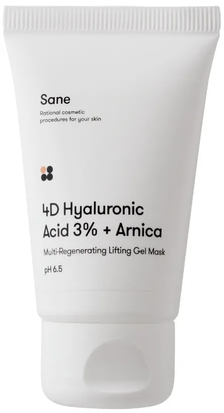 Ліфтинг-маска для обличчя Sane 4 D Hyaluronic Acid 3% + Arnica з гіалуроновою кислотою мультирегенеруюча миттєва, 40 мл