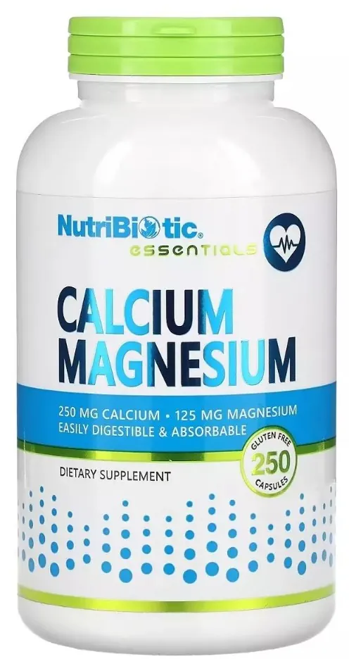 Кальцій та Магній NutriBiotic Calcium Magnesium, 250 капсул