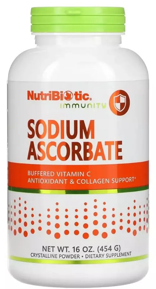 Аскорбат натрію Буферизований вітамін С NutriBiotic Sodium Ascorbate Immunity, 454 г