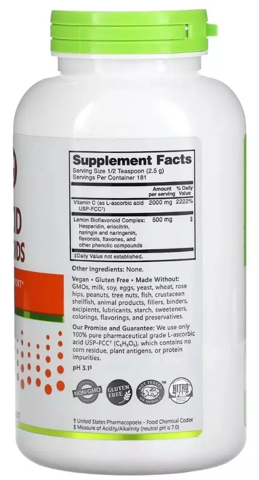 Аскорбінова кислота з біофлавоноїдами NutriBiotic Ascorbic Acid with Bioflavonoids, 454 г