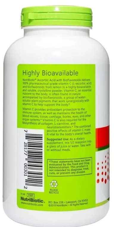 Аскорбінова кислота з біофлавоноїдами NutriBiotic Ascorbic Acid with Bioflavonoids, 454 г