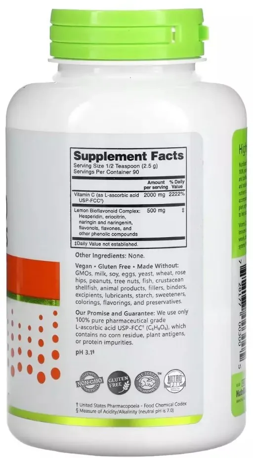 Аскорбінова кислота з біофлавоноїдами NutriBiotic Ascorbic Acid with Bioflavonoids, 227 г